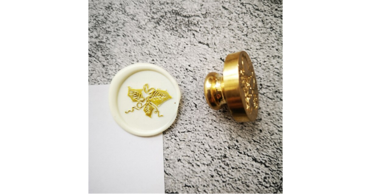Tête De Tampon En Laiton Motif Noël - Diamètre 25 Mm, Filetage 7 Mm, Motif Branche De Houx Et Cloche